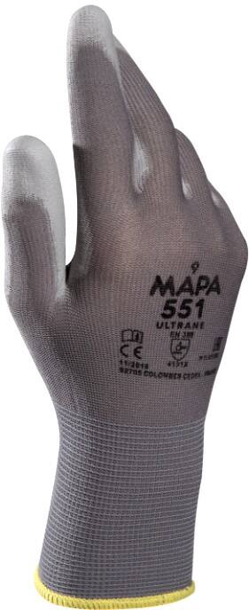 Gants de manutention Mapa Professional Ultrane 551 Non jetable PP (Polypropylène) Non poudrés Taille 10 Gris