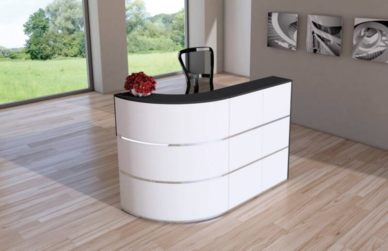 Table de réception Kerkmann Anthracite, blanc 1800 x 800 x 1100 mm