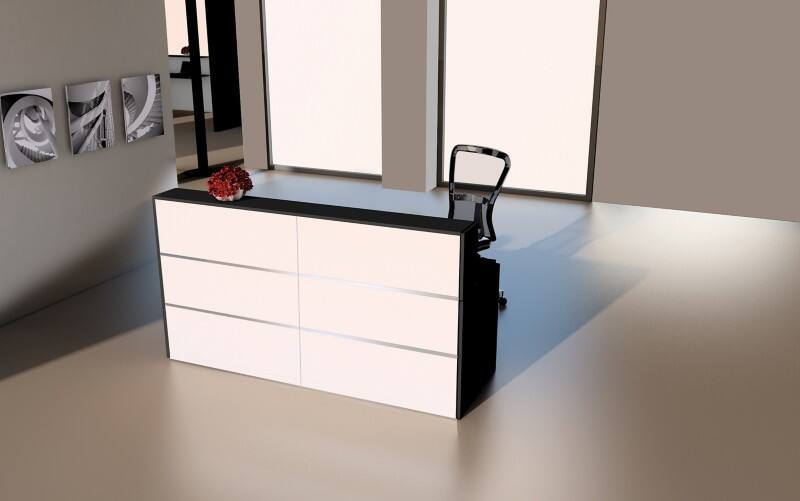 Table de réception Kerkmann Anthracite, blanc 2000 x 800 x 1100 mm