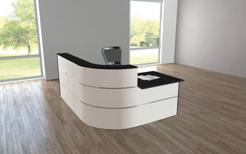 Table de réception Kerkmann Anthracite, blanc 1950 x 1800 x 1100 mm