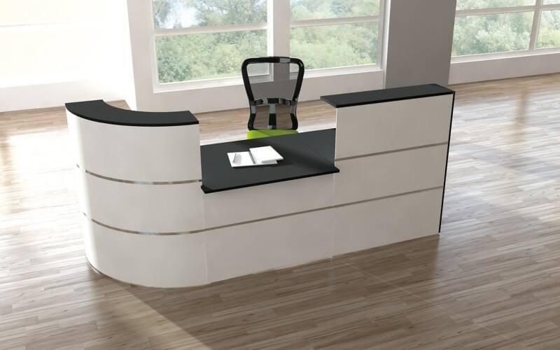 Table de réception Kerkmann Anthracite, blanc 2800 x 950 x 1100 mm