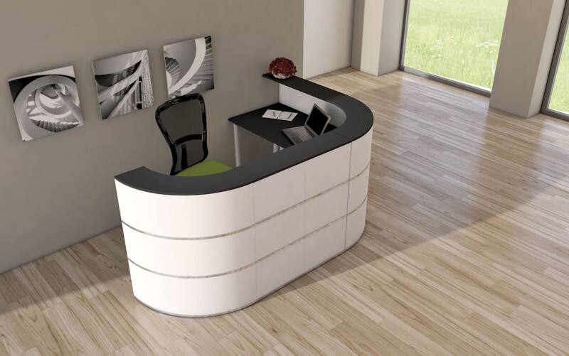 Table de réception Kerkmann Anthracite, blanc 2600 x 1800 x 1100 mm