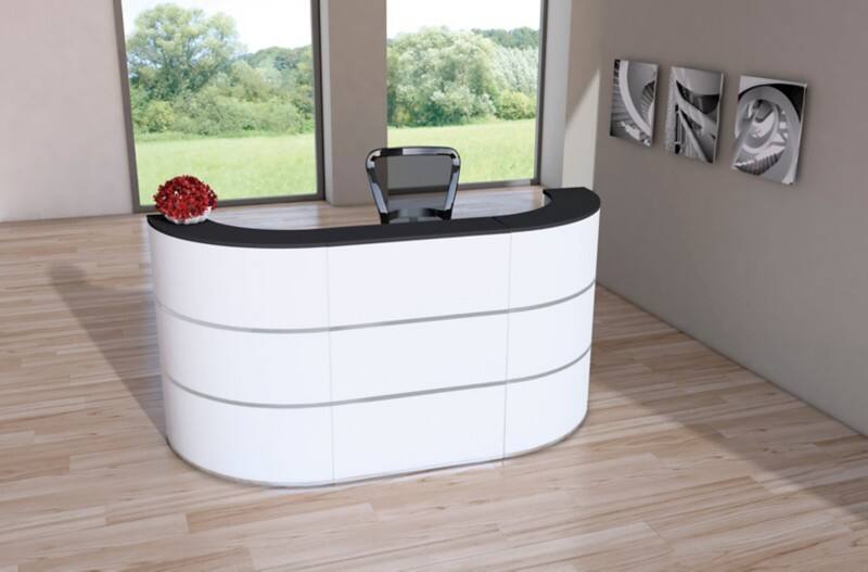 Table de réception Kerkmann Anthracite, blanc 2600 x 800 x 1100 mm