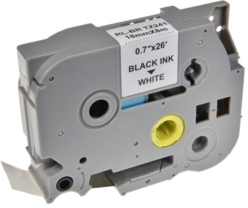 Ruban d'étiquettes P-touch Compatible Brother TZe-241 5BRT241-WT Autocollantes Noir sur Blanc 18 mm x 8 m