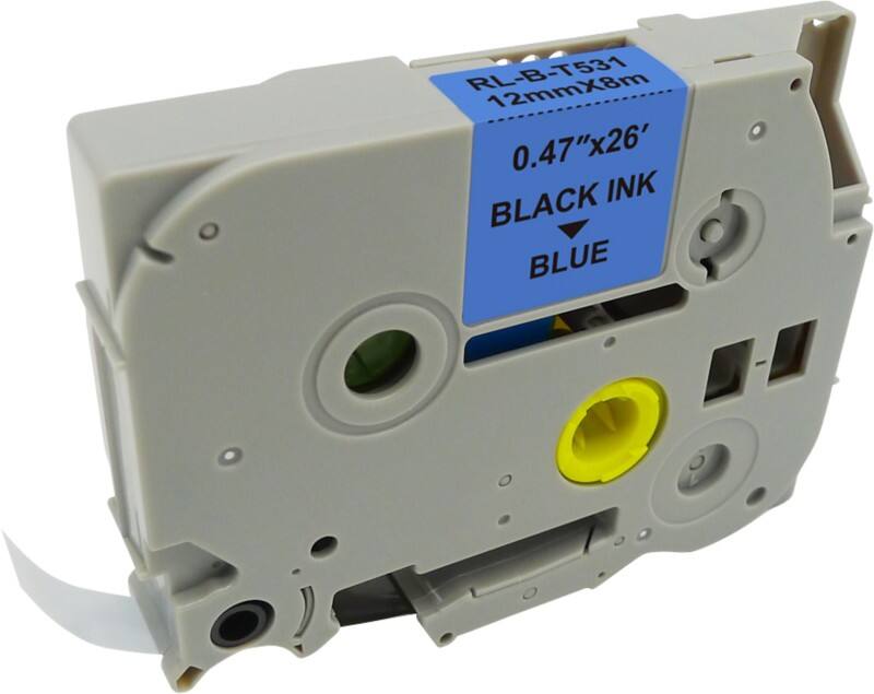 Ruban d'étiquettes P-touch Compatible Brother TZe-531 5T531-WT Autocollantes Noir sur Bleu 12 mm x 8 m