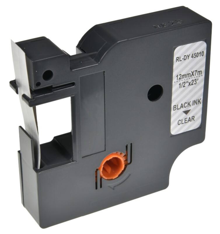Etiketteertape D1 S0720500 / 45010 Compatibel Dymo Zelfklevend Zwart op Transparant 12 mm x 7m