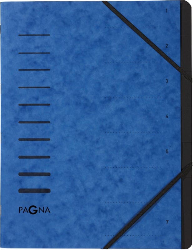 PAGNA Sorteermap A4 Effen Karton 7-delig Blauw 24,5 x 0,4 x 32 cm (B x D x H)