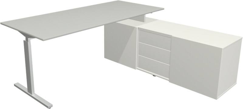 Kerkmann Form 2 Hoekbureau Lichtgrijs T-Voet 3 Lades 740 mm (H)