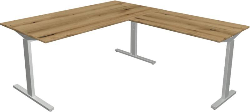 Kerkmann Form 2 Hoekbureau L-vorm Eiken T-Voet 1.600 (B) x 1.800 (D) x 820 (H) mm