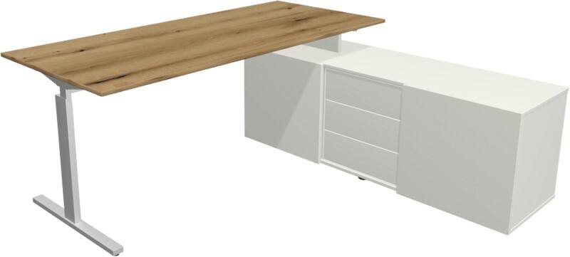 Kerkmann Form 2 Hoekbureau Eiken T-Voet 3 Lades 740 mm (H)