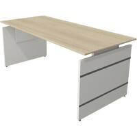 Kerkmann Zit-sta-bureau Form 4 Hoogteverstelbaar Rechthoekig Ahorn Wit 1,800 x 800 x 760 mm