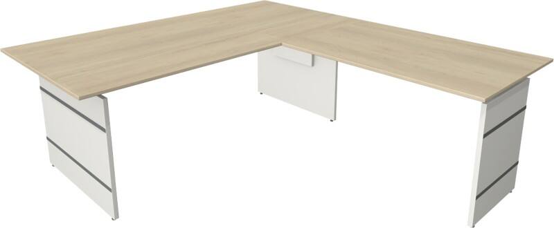 Kerkmann Form 4 Hoekbureau L-vorm Ahorn Wang 2.000 (B) x 2.200 (D) x 760 (H) mm