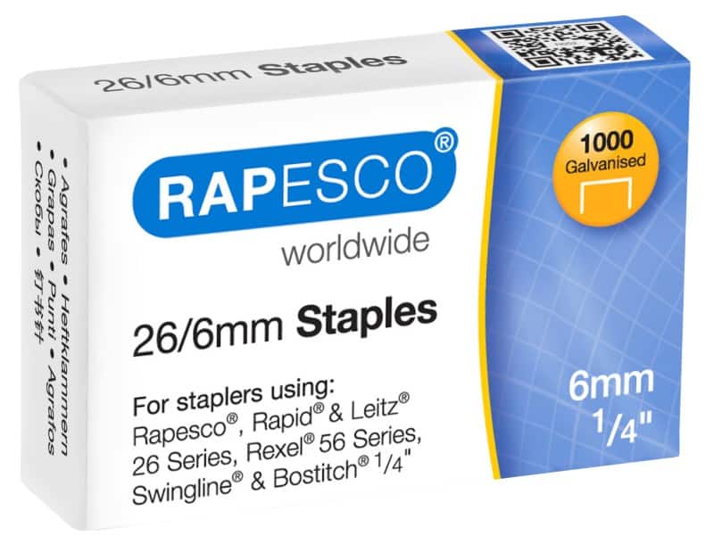 Rapesco Nietjes 26/6 S11661Z3 Staal Zilver 1000 Stuks