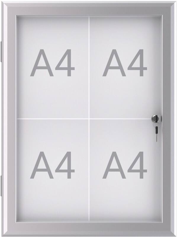 Vitrine Maul MAULexcite Magnétique 4 x A4 Verrouillable Extérieur 52,2 (L) x 2,8 (H) cm Argenté