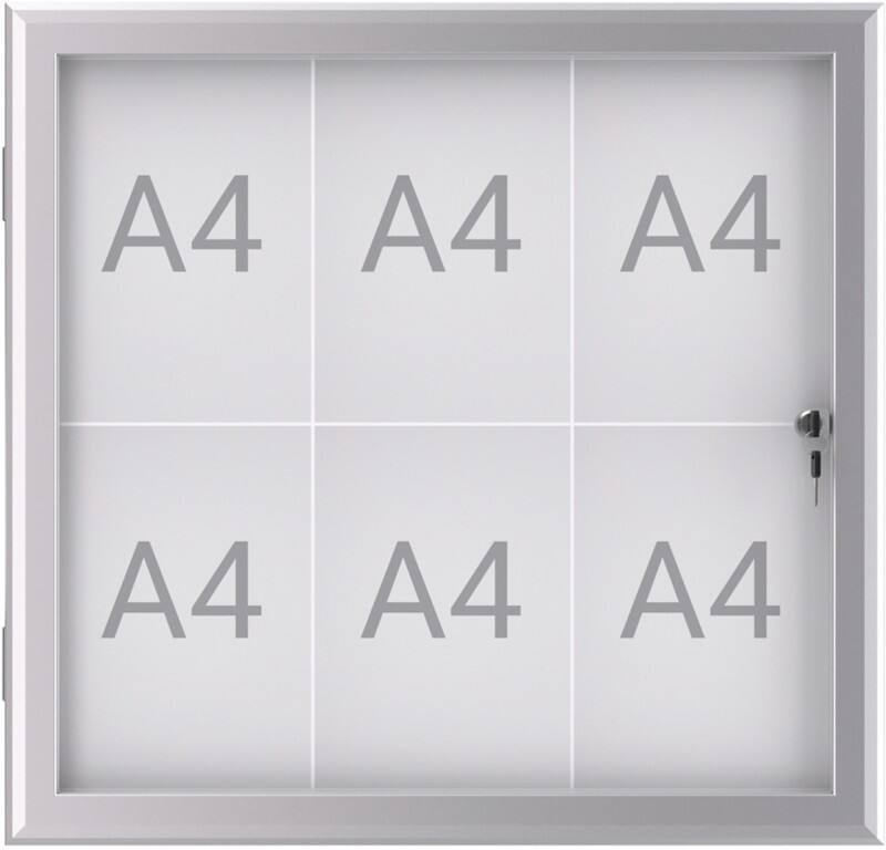 Vitrine Maul MAULexcite Magnétique 6 x A4 Verrouillable Extérieur 73,9 (L) x 2,8 (H) cm Argenté