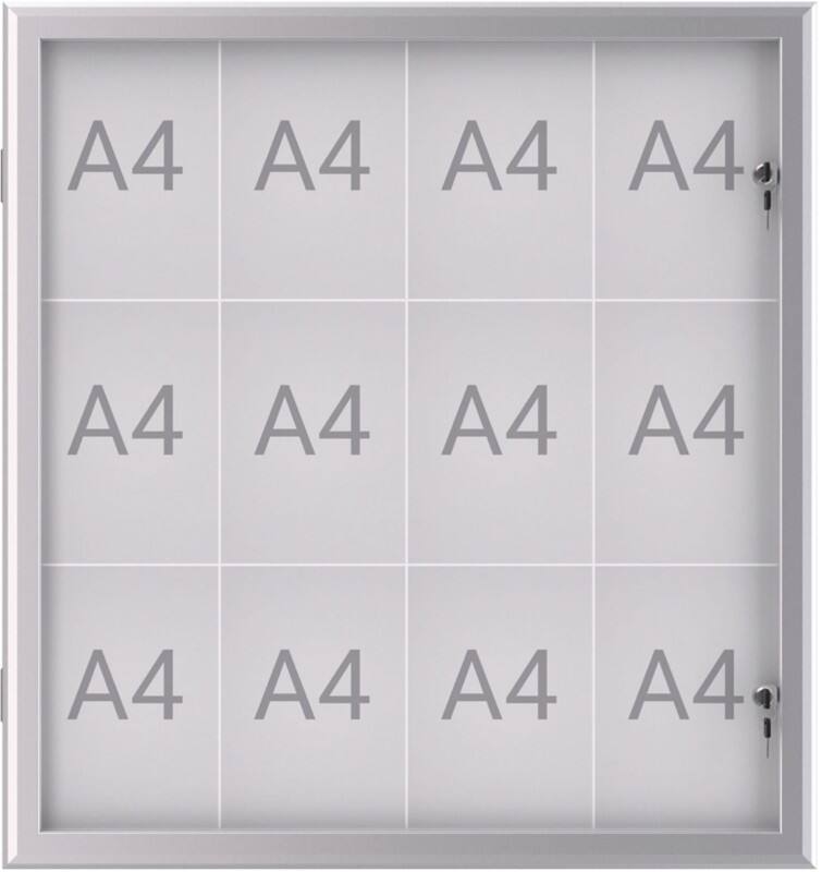 Vitrine Maul MAULexcite Magnétique 12 x A4 Verrouillable Extérieur 95,6 (L) x 2,8 (H) cm Argenté
