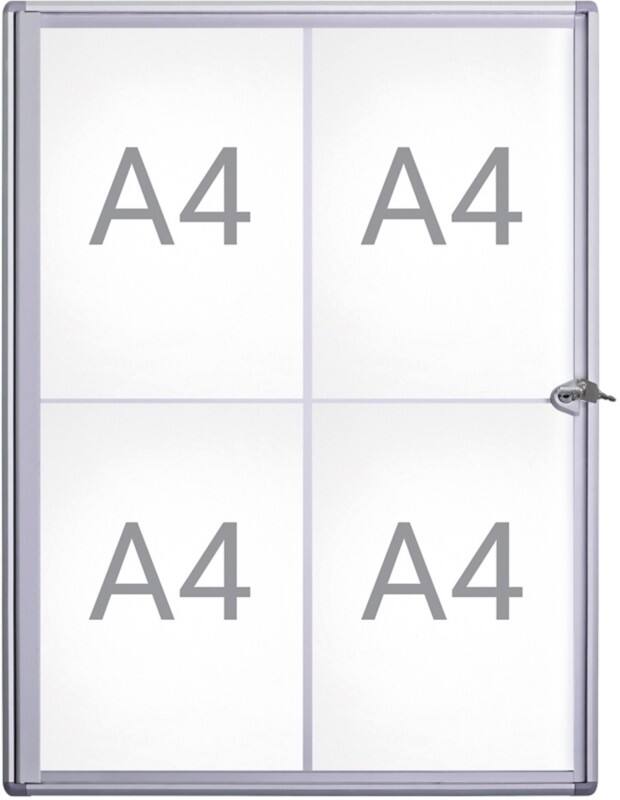Vitrine Maul MAULextraslim Magnétique 4 x A4 Verrouillable Intérieur 49 (L) x 65,1 (H) cm Argenté