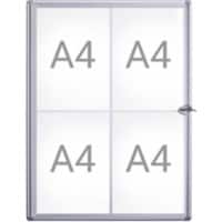 Vitrine Maul MAULextraslim Magnétique 4 x A4 Verrouillable Intérieur 49 (L) x 65,1 (H) cm Argenté