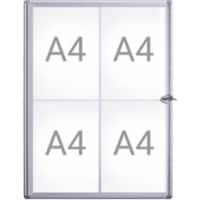 Maul MAULextraslim Vitrine Magnetisch 4 x A4 Binnen 49 (B) x 65,1 (H) cm Zilver