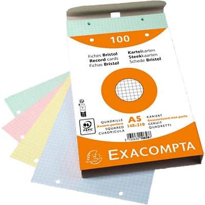 Exacompta Indexkaarten 10658E A5 Kleurenassortiment 15 x 21,2 x 2,5 cm Pak van 10