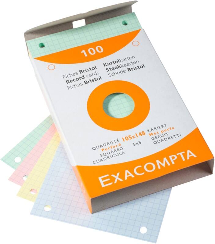 Exacompta Indexkaarten 13659E A6 Kleurenassortiment 10,7 x 15 x 2,5 cm Pak van 10