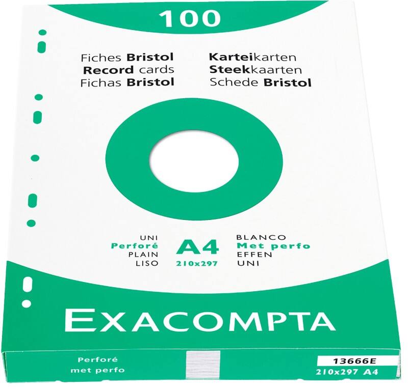 Exacompta Indexkaarten 13666E A4 Wit 21,3 x 30 x 2,5 cm Pak van 10