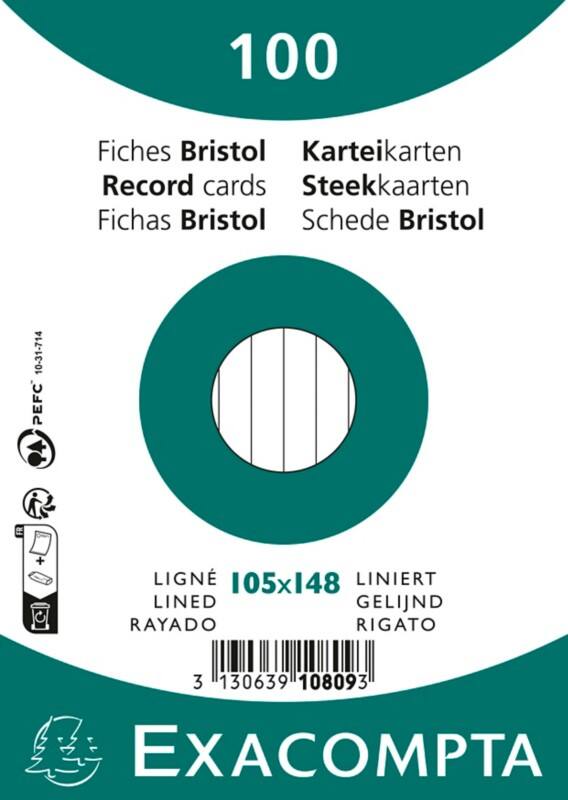 Exacompta Indexkaarten 10809SE A6 Wit 14,8 x 10,5 x 2 cm Pak van 20