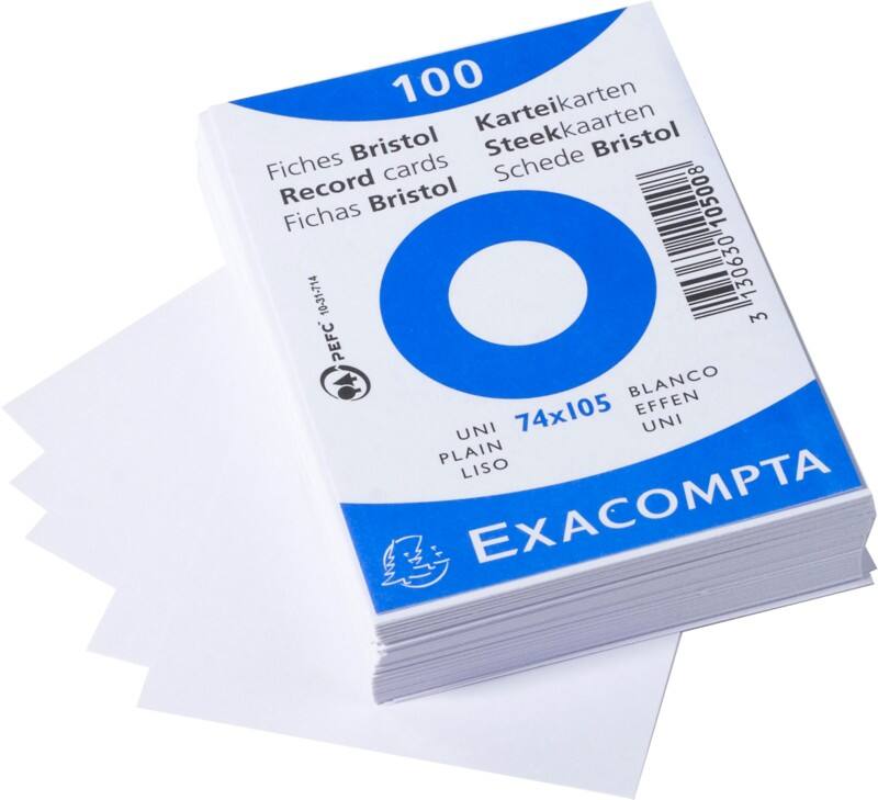 Exacompta Indexkaarten 10500SE 74 x 105 mm Wit 7,4 x 10,5 x 2,5 cm Pak van 40