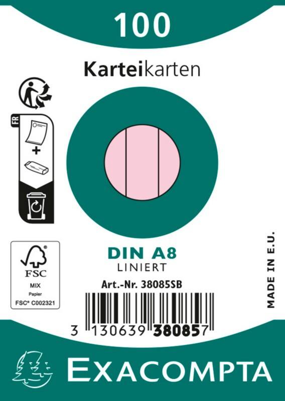 Exacompta Indexkaarten 38085SB A8 Roze 5,5 x 7,4 x 2,3 cm Pak van 48