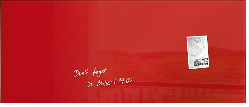 Tableau magnétique en verre Sigel Artverum Magnétique Simple face 130 (L) x 55 (H) cm Rouge