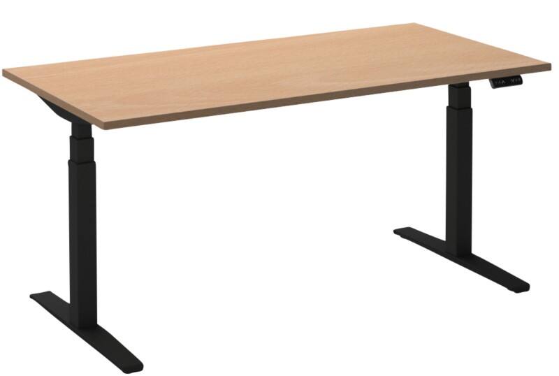 Bureau assis-debout Ceha Adjust 2 Plus Rectangulaire Hêtre T-Pied 1200 (L) x 800 (P) x 1300 (H) mm Mélamine, Métal