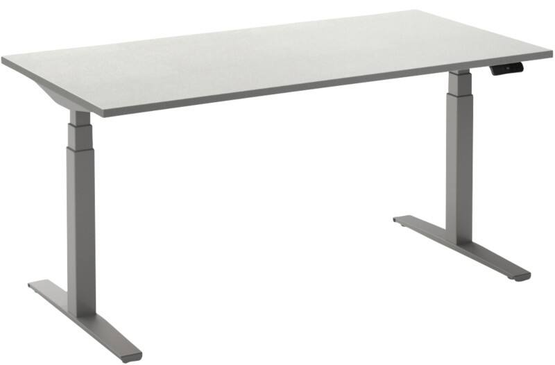 Bureau assis-debout Ceha Adjust 2 Plus Rectangulaire Blanc T-Pied 1600 (L) x 800 (P) x 1300 (H) mm Mélamine, Métal