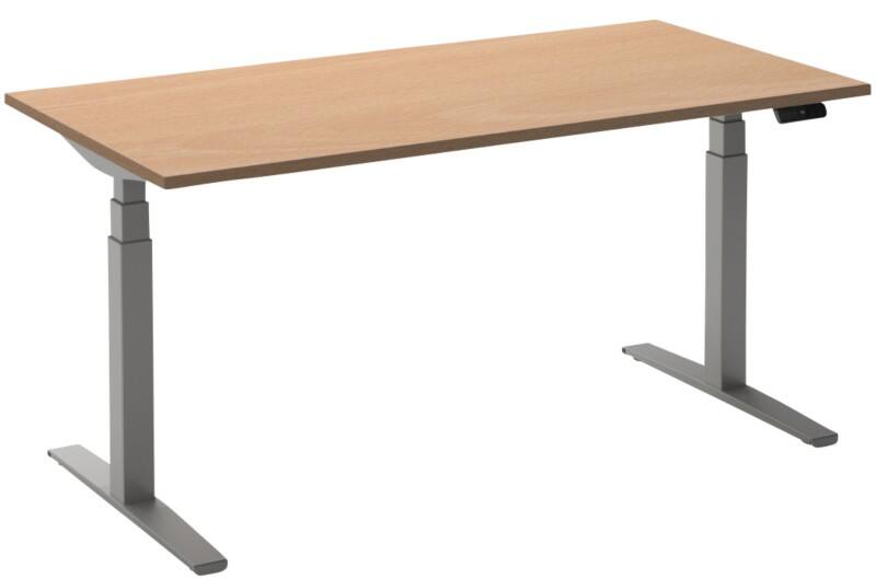 Bureau assis-debout Ceha Adjust 2 Plus Rectangulaire Hêtre T-Pied 1800 (L) x 800 (P) x 1300 (H) mm Mélamine, Métal