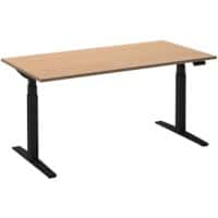 Ceha Rechthoekig Zit-sta-bureau Elektronisch In hoogte verstelbaar Zwart Beuken Melamine, metaal 1.800 x 900 x 1.300 mm Normale hoog-laag-schakelaar