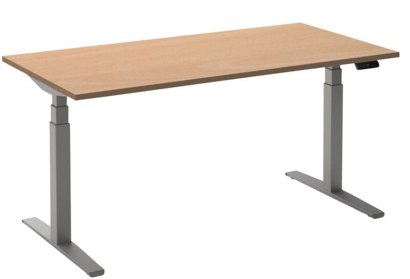 Bureau assis-debout Ceha Adjust 2 Plus Rectangulaire Hêtre T-Pied 1800 (L) x 900 (P) x 1300 (H) mm Mélamine, Métal