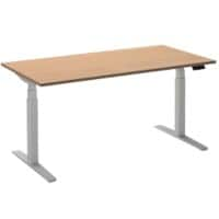 Bureau assis-debout Ceha Rectangulaire Hauteur ajustable électriquement Interrupteur normal haut/bas Finition hêtre Mélamine, métal Blanc 1800 x 900 x 1300 mm