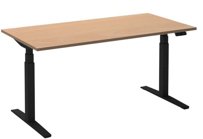 Bureau assis-debout Ceha Adjust 2 Plus Rectangulaire Hêtre T-Pied 2000 (L) x 800 (P) x 1300 (H) mm Mélamine, Métal