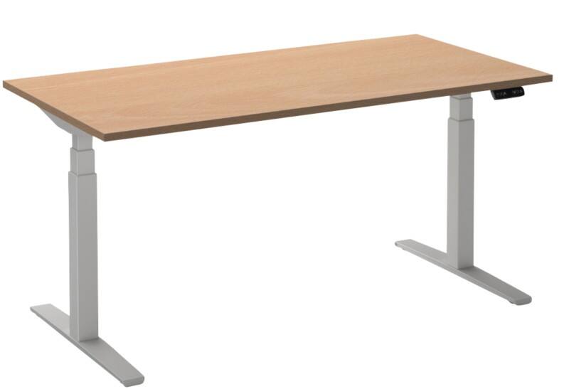 Bureau assis-debout Ceha Adjust 2 Plus Rectangulaire Hêtre T-Pied 2000 (L) x 800 (P) x 1300 (H) mm Mélamine, Métal