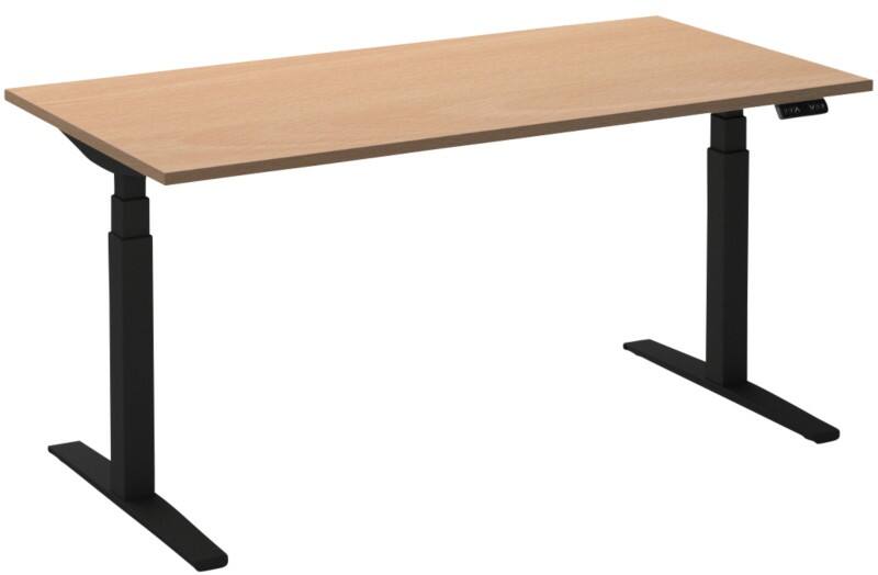 Bureau assis-debout Ceha Adjust 2 Plus Rectangulaire Hêtre T-Pied 1200 (L) x 800 (P) x 1300 (H) mm Mélamine, Métal