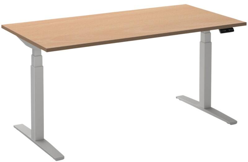 Bureau assis-debout Ceha Adjust 2 Plus Rectangulaire Hêtre T-Pied 1200 (L) x 800 (P) x 1300 (H) mm Mélamine, Métal