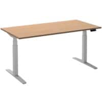 Bureau assis-debout Ceha Rectangulaire Hauteur ajustable électriquement Assemblage rapide Finition hêtre Mélamine, métal Blanc 1400 x 800 x 1300 mm