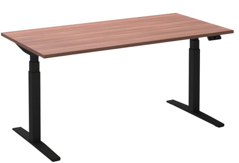 Bureau assis-debout Ceha Adjust 2 Plus Rectangulaire Brun Havane Chêne T-Pied 1800 (L) x 800 (P) x 1300 (H) mm Mélamine, Métal