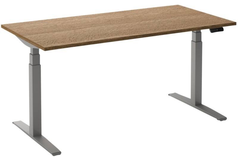 Bureau assis-debout Ceha Adjust 2 Plus Rectangulaire Tabac Chêne T-Pied 1200 (L) x 800 (P) x 1300 (H) mm Mélamine, Métal