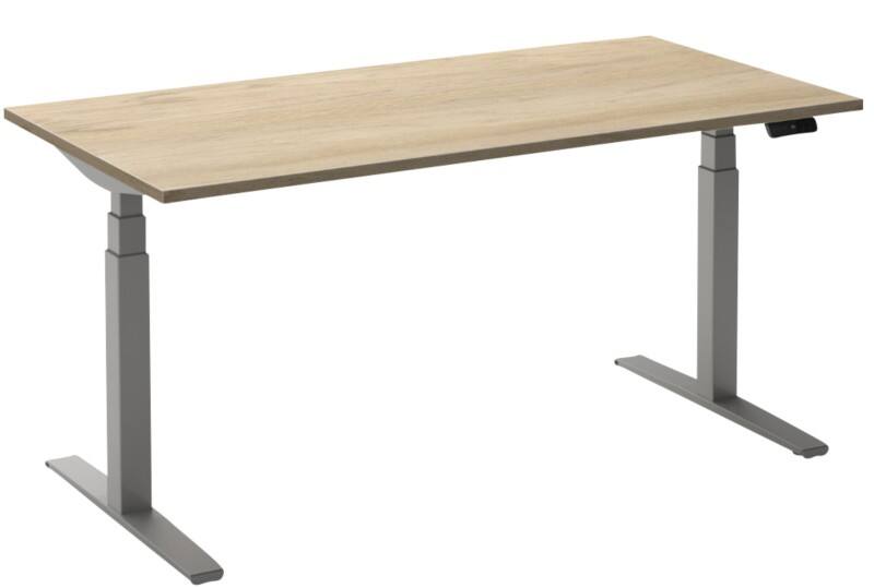 Bureau assis-debout Ceha Adjust 2 Plus Rectangulaire Blanc Chêne T-Pied 1200 (L) x 800 (P) x 1300 (H) mm Mélamine, Métal