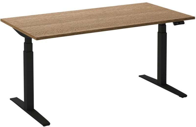 Bureau assis-debout Ceha Adjust 2 Plus Rectangulaire Tabac Chêne T-Pied 1400 (L) x 800 (P) x 1300 (H) mm Mélamine, Métal