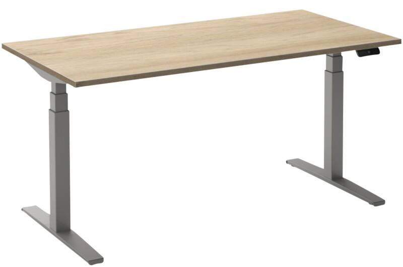 Ceha Adjust 2 Plus Elektrisch hoogteverstelbaar Zit-sta-bureau Rechthoekig Wit Eiken T-Voet 1,400 (B) x 800 (D) x 1,300 (H) mm Melamine, metaal