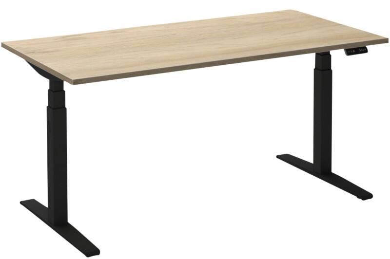 Ceha Adjust 2 Plus Elektrisch hoogteverstelbaar Zit-sta-bureau Rechthoekig Wit Eiken T-Voet 1,600 (B) x 800 (D) x 1,300 (H) mm Melamine, metaal