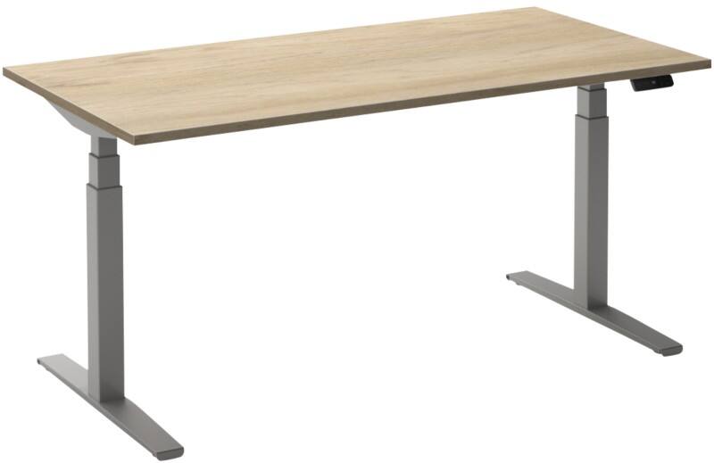 Bureau assis-debout Ceha Adjust 2 Plus Rectangulaire Blanc Chêne T-Pied 1600 (L) x 800 (P) x 1300 (H) mm Mélamine, Métal