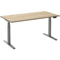 Ceha Rechthoekig Zit-sta-bureau Elektronisch In hoogte verstelbaar Zilver Rustiek eiken wit Melamine, metaal 1.600 x 800 x 1.300 mm Normale hoog-laag-schakelaar