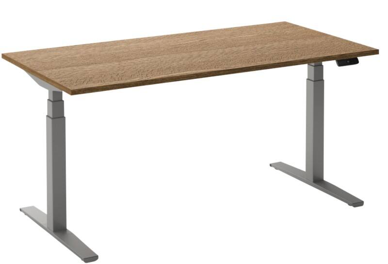 Bureau assis-debout Ceha Adjust 2 Plus Rectangulaire Tabac Chêne T-Pied 1800 (L) x 800 (P) x 1300 (H) mm Mélamine, Métal